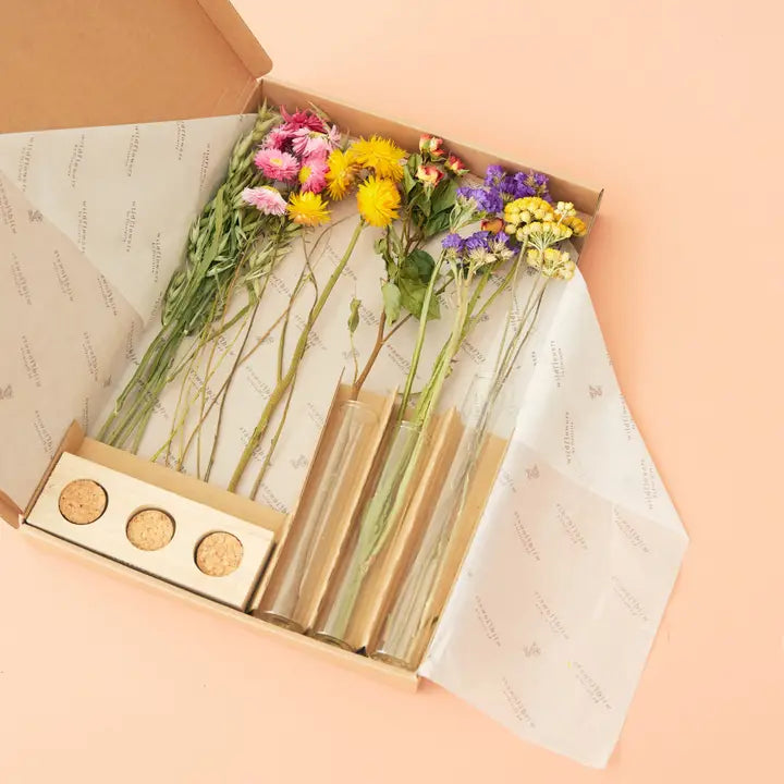 Flowers in Letterbox (Giftbox) - with Vases - Multi