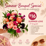 Fresh Flower Bouquets | Summer Love | 9 Fresh Hand-Tied Bouquets